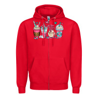 Red nurse coffee cups Zipper Hoodie - OliviaCreatesArt