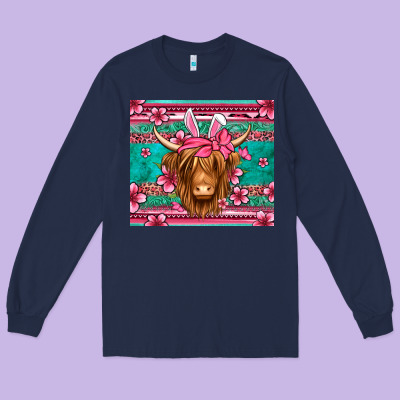 Easter Longhaired Cow Long Sleeve Tee Designed By Jasminsmagicworld