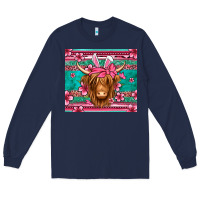 Navy easter longhaired cow Long Sleeve Tee - Jasminsmagicworld