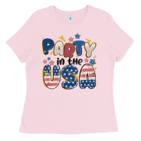 Bubblegum Pink party in the usa Ladies Tee - MaliasSmallBusiness