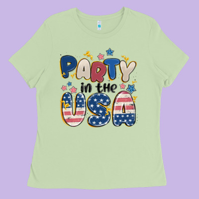 Party In The Usa Ladies Tee Designed By Maliassmallbusiness