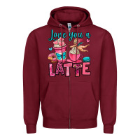 Burgundy love you a latte Zipper Hoodie - OliviaCreatesArt