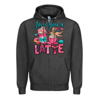 Charcoal Heather love you a latte Zipper Hoodie - OliviaCreatesArt