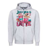 Heather Grey love you a latte Zipper Hoodie - OliviaCreatesArt