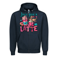 Navy love you a latte Zipper Hoodie - OliviaCreatesArt