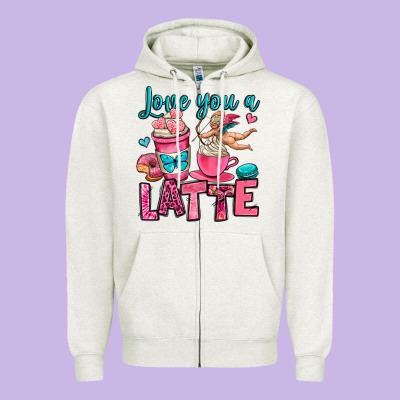 Love You A Latte Zipper Hoodie Designed By Oliviacreatesart