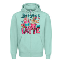 Seafoam love you a latte Zipper Hoodie - OliviaCreatesArt