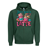 Sports Green love you a latte Zipper Hoodie - OliviaCreatesArt