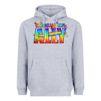 Heather Grey Always An Ally Pride LGBTQ Heavyweight Hoodie - BundleAndBundleShop