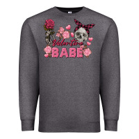 Charcoal Heather Valentine Babe Valentine's Day Skull Premium Sweatshirt - FaDigitalArtStudio