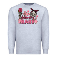 Heather Grey Valentine Babe Valentine's Day Skull Premium Sweatshirt - FaDigitalArtStudio
