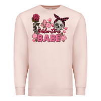 Pale Pink Valentine Babe Valentine's Day Skull Premium Sweatshirt - FaDigitalArtStudio