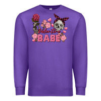 Purple Valentine Babe Valentine's Day Skull Premium Sweatshirt - FaDigitalArtStudio
