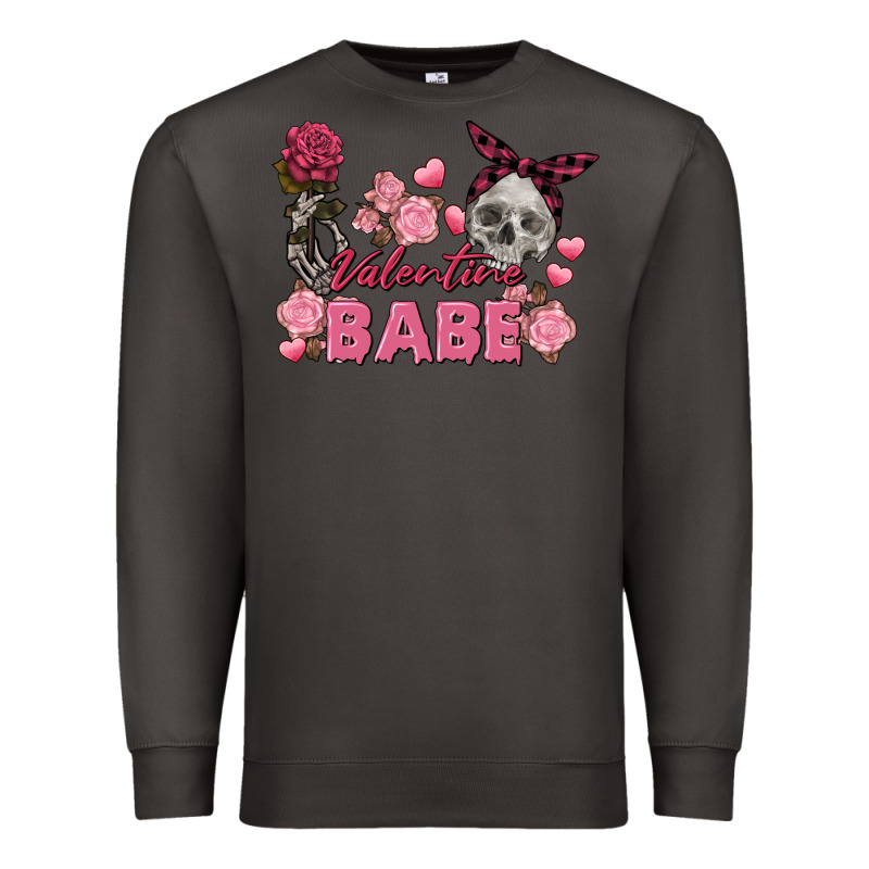 Valentine Babe Valentine's Day Skull Premium Sweatshirt by FaDigitalArtStudio | Teevron