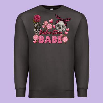 Valentine Babe Valentine's Day Skull Premium Sweatshirt Designed By Fadigitalartstudio