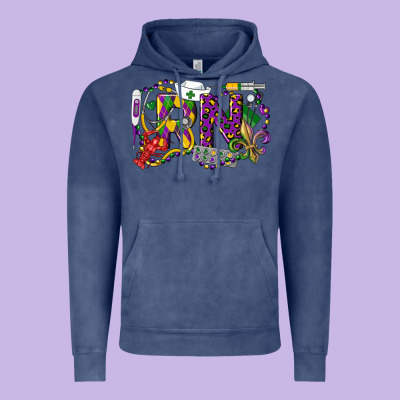 Rn Registered Nurse Mardi Gras Vintage Hoodie Designed By Lillyallendesigns