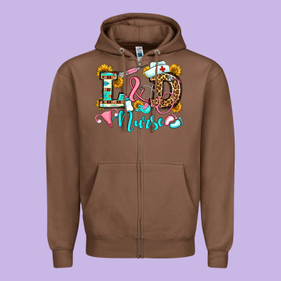 Labor And Delivery Nurse Zipper Hoodie Designed By Oliviacreatesart