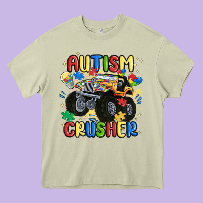 Autism Crusher Heavy Core Tee Designed By Maliassmallbusiness