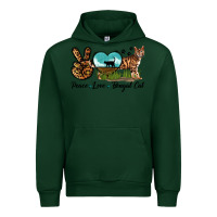 Forest Green Peace Love Bengal Cat Urban Hoodie - LillyAllenDesigns
