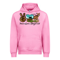 Fuchsia Pink Peace Love Bengal Cat Urban Hoodie - LillyAllenDesigns