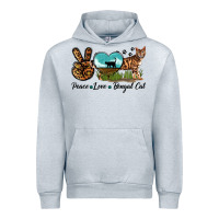 Heather Grey Peace Love Bengal Cat Urban Hoodie - LillyAllenDesigns