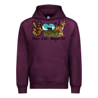 Mauve Wine Peace Love Bengal Cat Urban Hoodie - LillyAllenDesigns