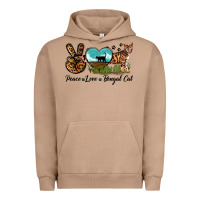 Pigment Burro Peace Love Bengal Cat Urban Hoodie - LillyAllenDesigns