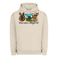 Pigment French Oak Peace Love Bengal Cat Urban Hoodie - LillyAllenDesigns