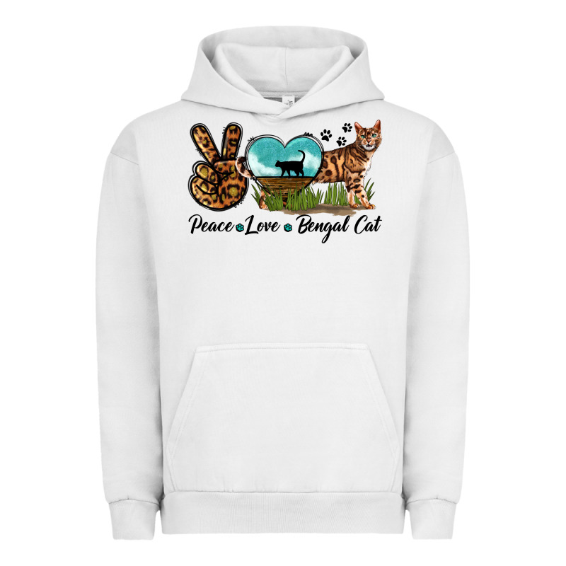 Peace Love Bengal Cat Urban Hoodie by LillyAllenDesigns | Teevron