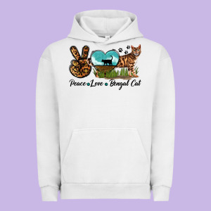 Peace Love Bengal Cat Urban Hoodie Designed By Lillyallendesigns