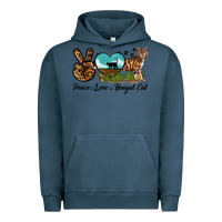 Pigment Midnight Navy Peace Love Bengal Cat Urban Hoodie - LillyAllenDesigns
