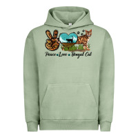 Pigment Oil Green Peace Love Bengal Cat Urban Hoodie - LillyAllenDesigns