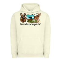 Pigment Pistachio Peace Love Bengal Cat Urban Hoodie - LillyAllenDesigns