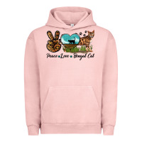 Pigment Salmon Peace Love Bengal Cat Urban Hoodie - LillyAllenDesigns