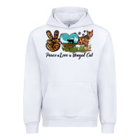 White Peace Love Bengal Cat Urban Hoodie - LillyAllenDesigns