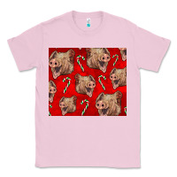 Bubblegum Pink Yorkshire Pig And Candy Cane Classic Tee - LillyAllenDesigns