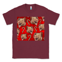 Burgundy Yorkshire Pig And Candy Cane Classic Tee - LillyAllenDesigns