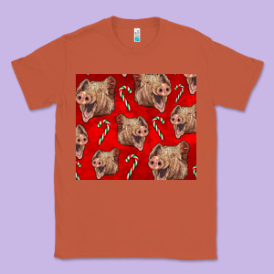 Yorkshire Pig And Candy Cane Classic Tee Designed By Lillyallendesigns