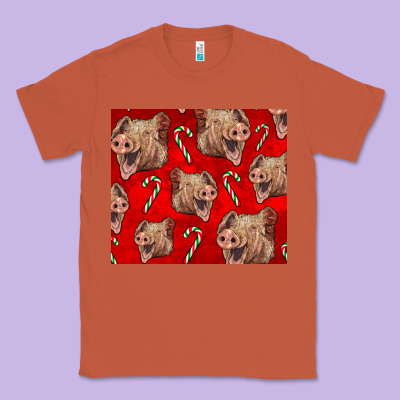 Yorkshire Pig And Candy Cane Classic Tee Designed By Lillyallendesigns