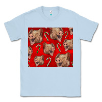 Dusty Blue Yorkshire Pig And Candy Cane Classic Tee - LillyAllenDesigns
