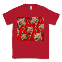 Red Yorkshire Pig And Candy Cane Classic Tee - LillyAllenDesigns