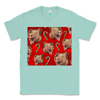 Seafoam Yorkshire Pig And Candy Cane Classic Tee - LillyAllenDesigns