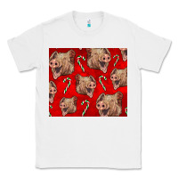 White Yorkshire Pig And Candy Cane Classic Tee - LillyAllenDesigns