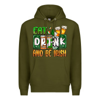 Army Green St. Patrick's Eat drink and be Irish Premium Hoodie - OliviaCreatesArt