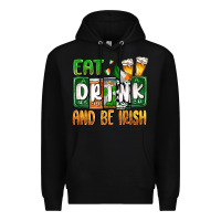 Black St. Patrick's Eat drink and be Irish Premium Hoodie - OliviaCreatesArt