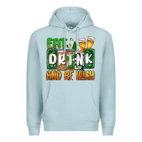 Blue Mist St. Patrick's Eat drink and be Irish Premium Hoodie - OliviaCreatesArt