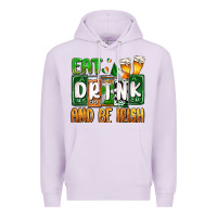 Lilac St. Patrick's Eat drink and be Irish Premium Hoodie - OliviaCreatesArt