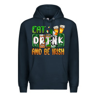 Navy St. Patrick's Eat drink and be Irish Premium Hoodie - OliviaCreatesArt