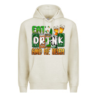 Oatmeal Heather St. Patrick's Eat drink and be Irish Premium Hoodie - OliviaCreatesArt