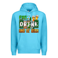 Ocean Blue St. Patrick's Eat drink and be Irish Premium Hoodie - OliviaCreatesArt